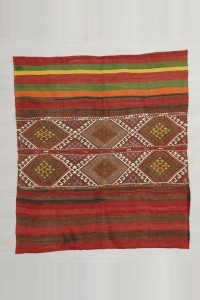 Turkish Kilim Rug Embroidery Sivas Kilim Rug 4x5 Feet 130,147