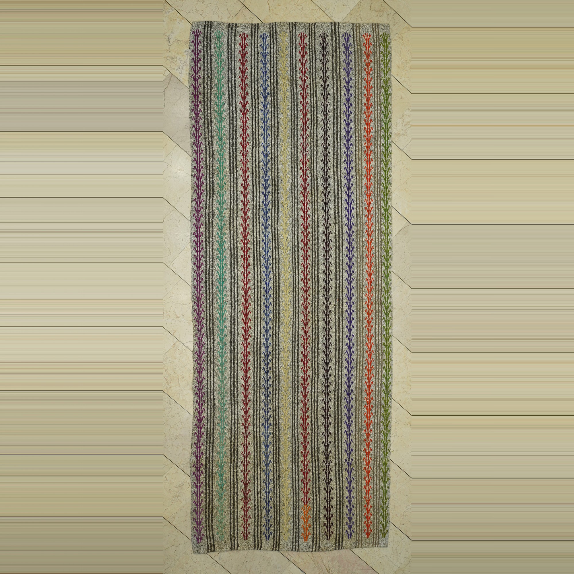 Extraordinary Kilim Rug Runner 4x11 Feet 130,336 - Turkish Rug Runner