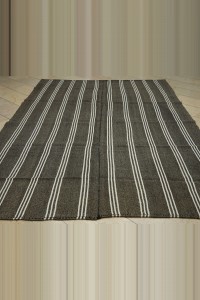 Faded Black And White Turkish Kilim Rug 7x10 Feet 223,315 - Grey Turkish Rug  $i