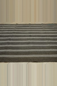 Faded Black And White Turkish Kilim Rug 7x10 Feet 223,315 - Grey Turkish Rug  $i