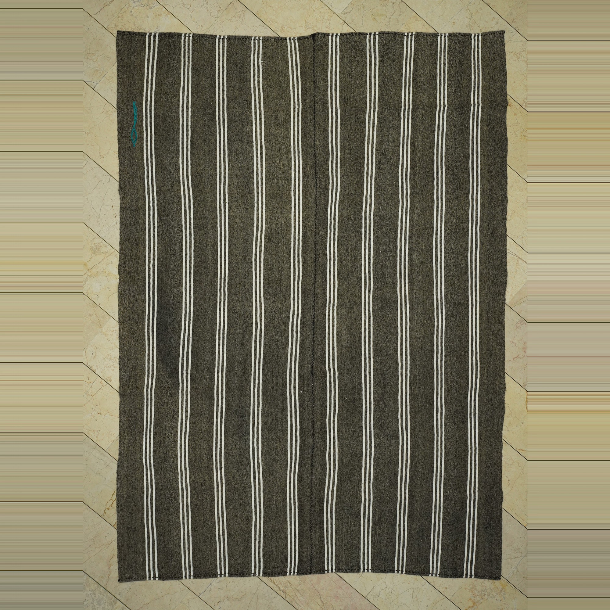 Faded Black And White Turkish Kilim Rug 7x10 Feet 223,315 - Grey Turkish Rug