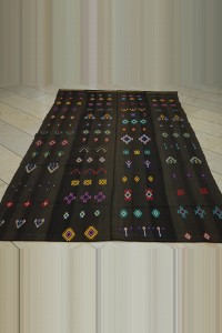Faded Black Flat Weave Kilim Rug 5x9 Feet  162,280 - Turkish Kilim Rug  $i