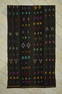 Turkish Kilim Rug Faded Black Flat Weave Kilim Rug 5x9 Feet  162,280