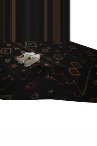 Faded Black Turkish Flat weave Kilim rug 6x10 Feet  184,314 - Turkish Natural Rug  $i