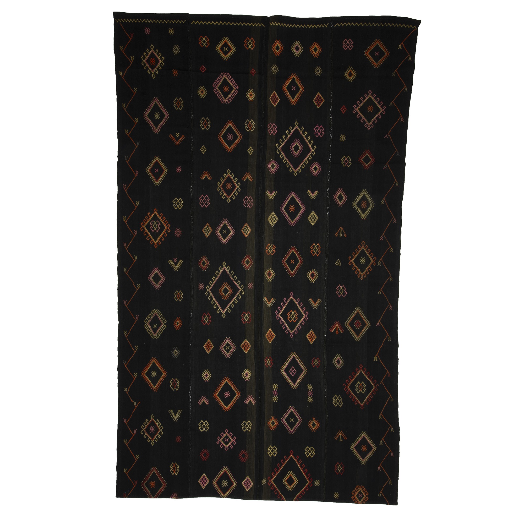 Faded Black Turkish Flat weave Kilim rug 6x10 Feet  184,314 - Turkish Natural Rug 