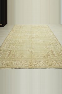 Faded Green Vintage Oushak Rug 7x10 Feet 210,315 - Oushak Rug $i