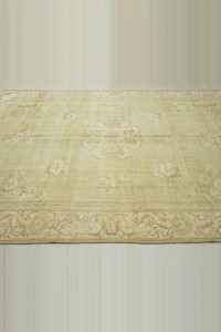 Faded Green Vintage Oushak Rug 7x10 Feet 210,315 - Oushak Rug $i