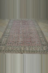 Faded Salmon Pink Vintage Oushak Rug 6x9 Feet 167,277 - Oushak Rug $i