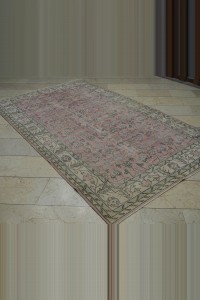 Faded Salmon Pink Vintage Oushak Rug 6x9 Feet 167,277 - Oushak Rug $i