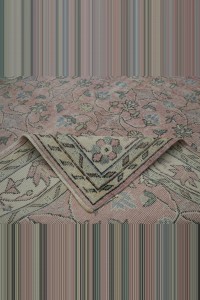 Faded Salmon Pink Vintage Oushak Rug 6x9 Feet 167,277 - Oushak Rug $i