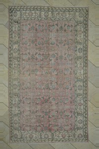 Faded Salmon Pink Vintage Oushak Rug 6x9 Feet 167,277 - Oushak Rug $i