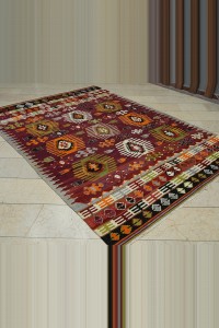 Flat Weave Old Afyon Dazkiri Kilim Rug 6x9 Feet 190,279 - Turkish Kilim Rug  $i