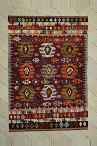Turkish Kilim Rug Flat Weave Old Afyon Dazkiri Kilim Rug 6x9 Feet 190,279