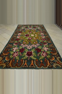 Flower Pattern Moldavia Kilim Rug 6x12 192,355 - Turkish Kilim Rug  $i