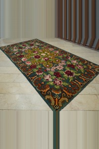 Flower Pattern Moldavia Kilim Rug 6x12 192,355 - Turkish Kilim Rug  $i