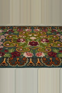 Flower Pattern Moldavia Kilim Rug 6x12 192,355 - Turkish Kilim Rug  $i