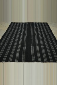 Goat Hair Vintage Striped Turkish Kilim Rug 6x9 Feet 194,260 - Goat Hair Rug $i