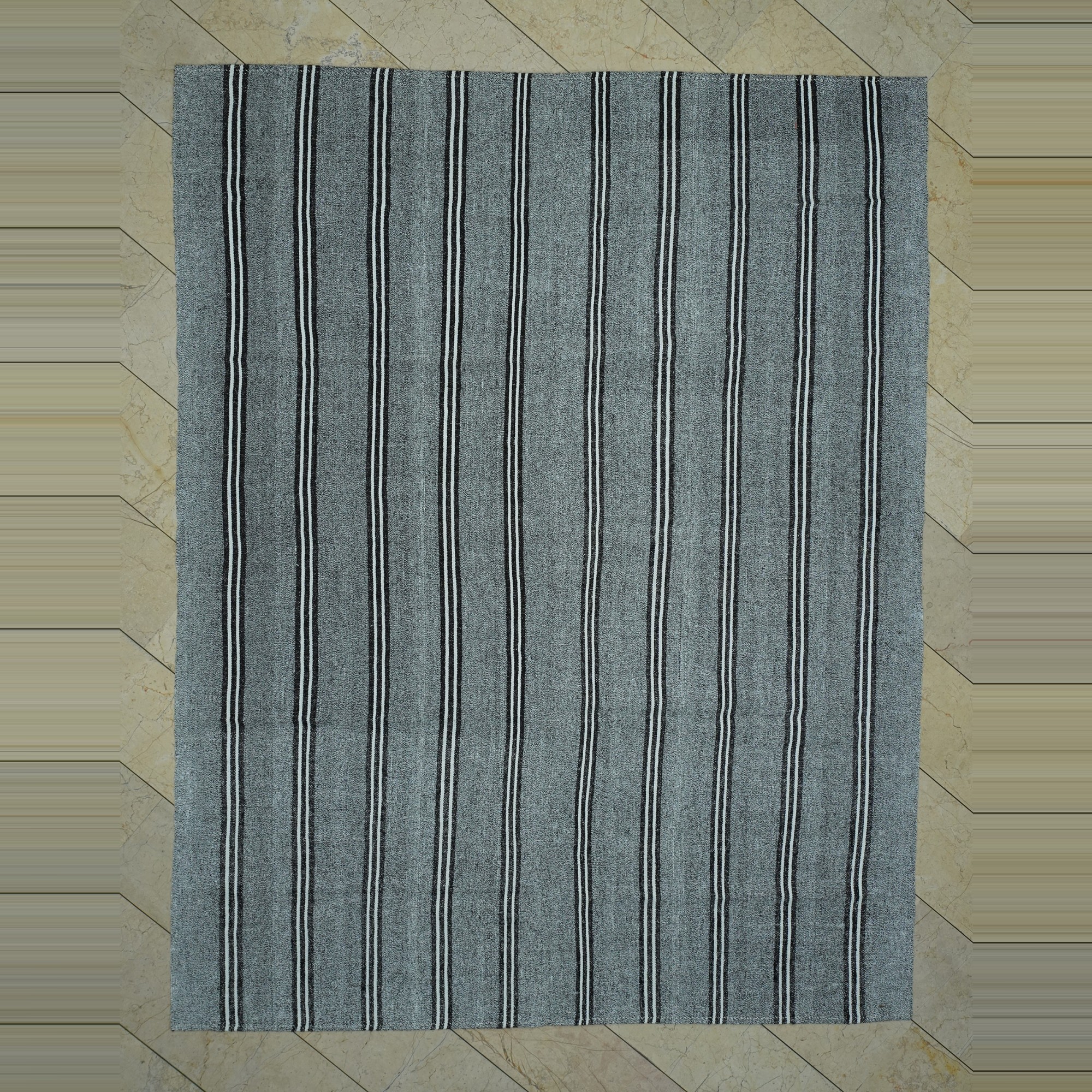 Gray Anatolian Kilim Rug 7x10 Feet 226,290 - Grey Turkish Rug