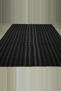 Gray And Black Turkish Flat Weave Goat Hair Kilim Rug 8x10 244,304 - Goat Hair Rug $i
