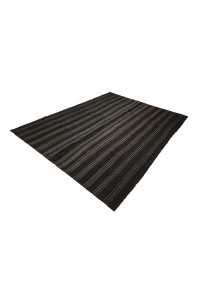 Gray And Black Turkish Kilim rug 7x9 Feet  208,262 - Goat Hair Rug  $i