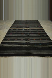 Gray And Brown Striped Turkish Kilim Rug 7x12 206,369 - Goat Hair Rug $i