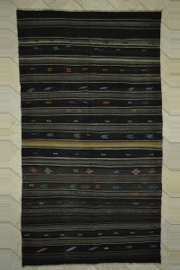 Goat Hair Rug Gray And Brown Striped Turkish Kilim Rug 7x12 206,369