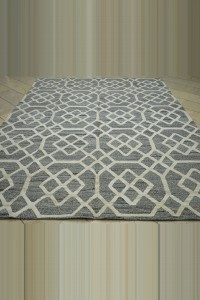 Gray And White Modern Pattern Turkish Kilim Rug 8x10 Feet  243,302 - Grey Turkish Rug  $i