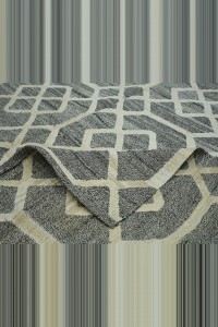 Gray And White Modern Pattern Turkish Kilim Rug 8x10 Feet  243,302 - Grey Turkish Rug  $i