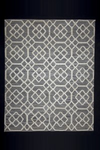 Grey Turkish Rug Gray And White Modern Pattern Turkish Kilim Rug 8x10 Feet  243,302