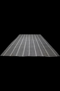 Gray And White Striped Kilim Rug 9x11 Feet 284,320 - Grey Turkish Rug  $i