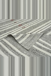 Gray And White Turkish Kilim Rug 7x12 Feet 227,358 - Grey Turkish Rug $i