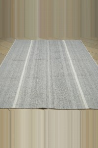 Gray And White Turkish Kilim Rug 7x9 Feet 214x272 - Grey Turkish Rug $i