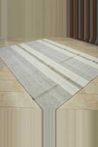 Gray And White Turkish Kilim Rug 8x10  230,305 - Grey Turkish Rug  $i
