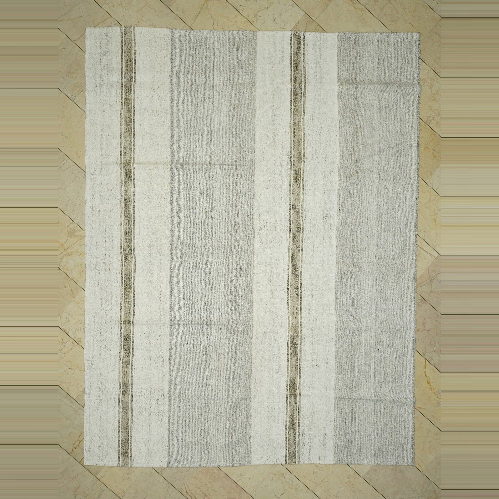 Gray And White Turkish Kilim Rug 8x10  230,305 - Grey Turkish Rug