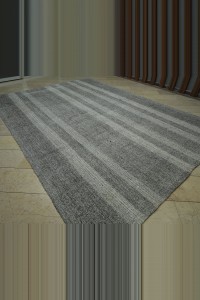 Gray And White Turkish Kilim Rug 9x13 Feet 270,392 - Grey Turkish Rug  $i