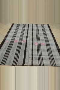 Gray Brown Flat Weave Kilim Rug 6x8  171,244 - Grey Turkish Rug  $i