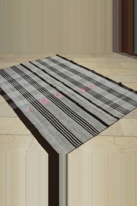 Gray Brown Flat Weave Kilim Rug 6x8  171,244 - Grey Turkish Rug  $i