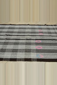 Gray Brown Flat Weave Kilim Rug 6x8  171,244 - Grey Turkish Rug  $i