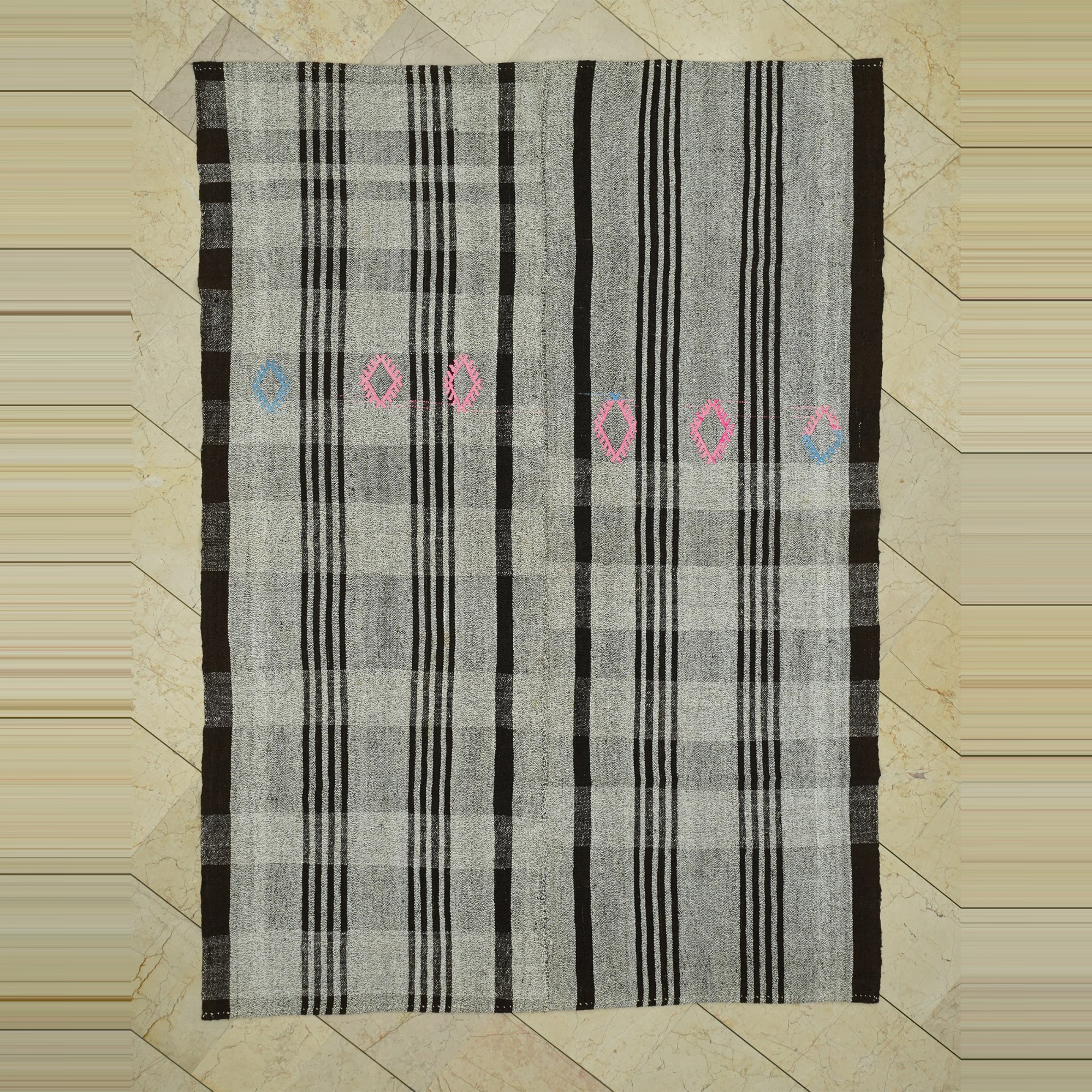 Gray Brown Flat Weave Kilim Rug 6x8  171,244 - Grey Turkish Rug