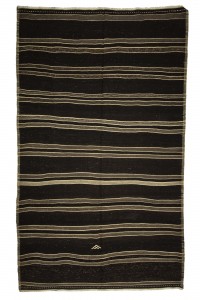 Goat Hair Rug Gray Striped Black Turkish Kilim rug 7x12 Feet  218,362