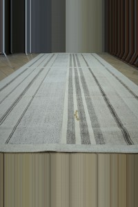 Gray Striped White Turkish Cotton Kilim Rug 11x16 Feet 326,498 - Grey Turkish Rug $i