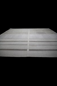 Gray Striped White Turkish Cotton Kilim Rug 11x16 Feet  326,498 - Turkish Natural Rug  $i