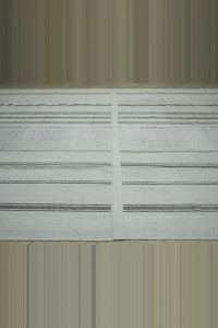 Gray Striped White Turkish Cotton Kilim Rug 11x16 Feet 326,498 - Grey Turkish Rug $i