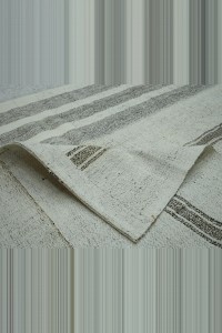 Gray Striped White Turkish Cotton Kilim Rug 11x16 Feet 326,498 - Grey Turkish Rug $i