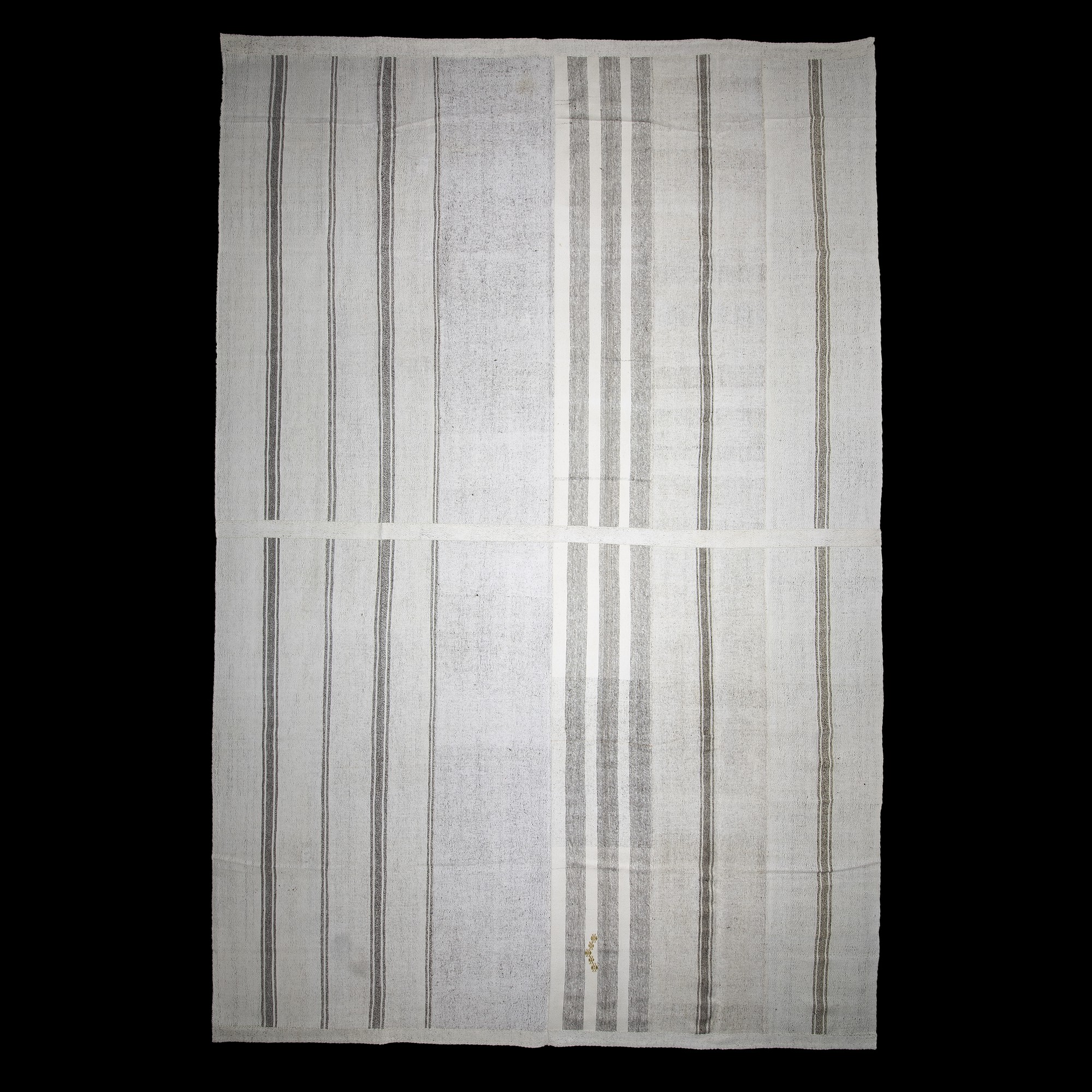 Gray Striped White Turkish Cotton Kilim Rug 11x16 Feet  326,498 - Turkish Natural Rug 