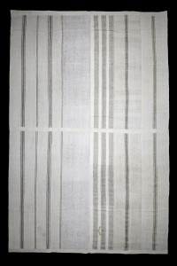 Turkish Natural Rug Gray Striped White Turkish Cotton Kilim Rug 11x16 Feet  326,498