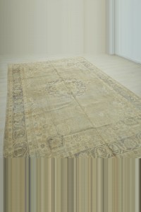 Gray Turkish Vintage Carpet Rug 7x11 Feet 208,325 - Oushak Rug $i