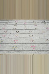 Gray White Flat weave Kilim Rug 9x11 Feet 260,321 - Grey Turkish Rug $i