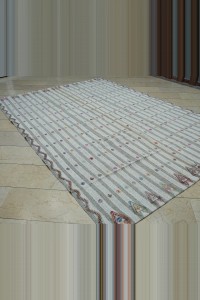 Gray White Turkish Kilim rug 7x10 Feet  215,315 - Grey Turkish Rug  $i