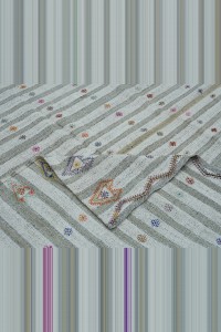 Gray White Turkish Kilim rug 7x10 Feet  215,315 - Grey Turkish Rug  $i